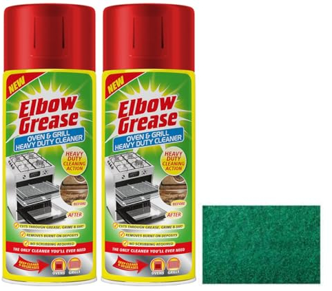 2X Elbow Grease Oven & Grill Heavy Duty Cleaner Spray (2X 400 ML)- Powerful Oven & Grill Deep Cleaner Degreaser Formula- with Multipurpose Scouring Pad