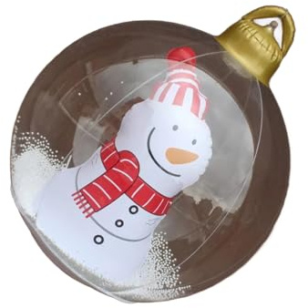 Jectse Palle di Natale gonfiabili 23,6 Palla gigante decorata illuminata Pupazzo di neve Albero di Natale Babbo Natale Gonfiabile a LED Trasparente (Pupazzo di neve)