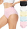Momoshe Culotte Femme Coton Taille Haute 5 Pièces Elasticité Extensibles Slips Femmes Noir Blanc Beige Bleu Rose S