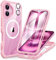 CENHUFO für iPhone 16 Hülle, Kompatibel mit MagSafe Eingebautem Panzerglas Displayschutz und Kamera Schutzfolie 360 Grad Schutzhülle Stoßfest Cover Case Magnetisch Handyhülle iPhone 16 - Rosa
