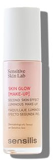 Sensilis - Skin Glow Make-Up, Antioxidative Foundation, Vitamin C, Hyaluronsäure, revitalisierendem Komplex, spendet Feuchtigkeit, wirkt gegen Hautalterung, Hauttypen, Farbton Pêche Doré - 30 ml