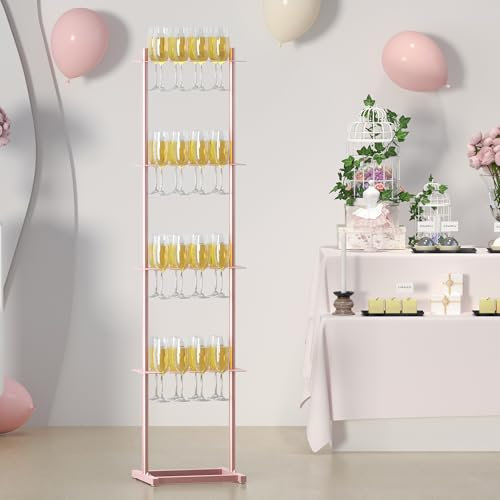 Lesolar 4-Tier Champagne Wall Holder for Party - 32 Glass Stand for Weddings, Bridal Shower Parties & Events (Rose Gold)