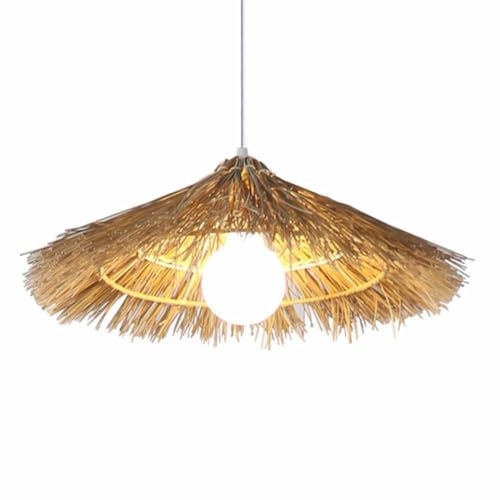 CHUNGYANG Lámpara Colgante Pastoral Creativa Y Personalizada con Sombrero De Paja De Ratán, Lámpara Colgante para Dormitorio Y Comedor, Accesorio De Iluminación para Sombrero Artístico, Base E27