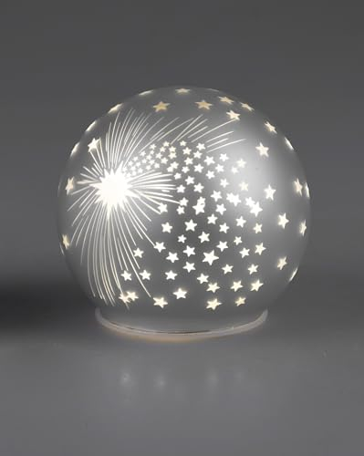 Formano Weihnachtskugel, Deko-Kugel mit LED-Licht, 10 cm, matt Silber