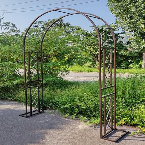 Arche de Jardin en métal, 230cm de Haut x 140cm~340cm de Large Arceau à Rosier, tonnelle en métal Robuste pour Grimper, vignes et Plantes, Mariage, décoration de fête(Brown,220x230x40cm)