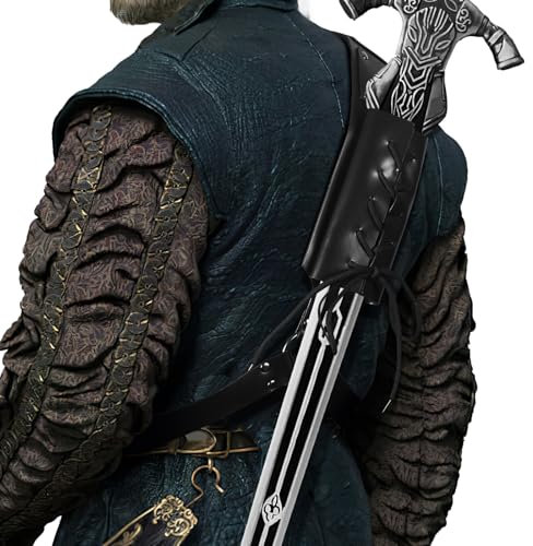 MKYSZLT Mittelalterliches Schwert-Holster aus Kunstleder, verstellbar, Schwert-Holster, verdicktes Vintage-Mittelalter, Rückenschwert-Etui-Halter, Renaissance-Pirat, Wikinger-Krieger,