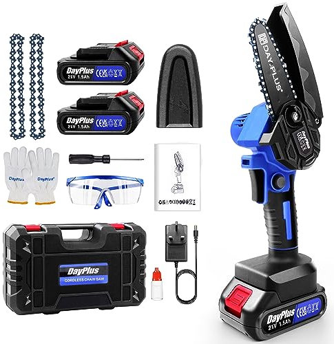 4 Mini Cordless Electric Chainsaw 2 pcs 1.5ah Battery Operated Chainsaw for Tree Branch Cutting Wood Professional Wood Cutting Tool
