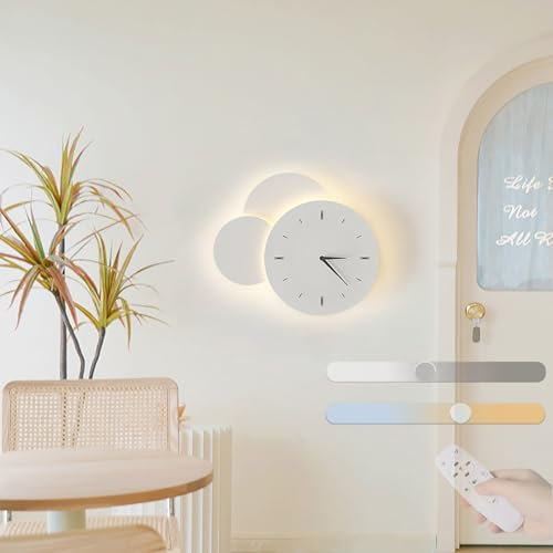 GZZBMY Dimmbare Wandlicht Lampen mit Fernbedienung Moderne Dekoration Korridor Wandleuchte Einstellbare Helligkeiten und Farb Wandlampe Weiß Wandbeleuchtung Treppe Wohnzimmerlampe Treppen (Rund)