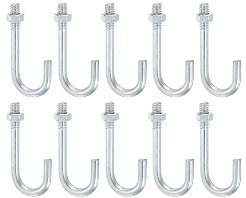 sourcing map 10 Pack J Bolts, 5/16-18 x 3 Concrete J Bolts Cement Post Anchors 304 Stainless Steel Anchors Bolt with Nut for Concrete Pad Pouring Wood Projects, White