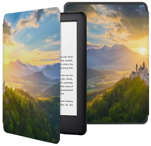 Custodia Per Kindle Voyage (Rilasciato Nel 2014) Custodia In Pelle Pu Per Kindle Voyage Smart Sleep/Wake Custodia Protettiva-Castello Della Foresta