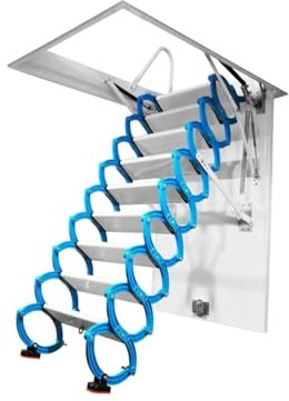 RRXEOUU Roof Top Company Folding Lad, Telescopic Loft Ladder, Electric Lift Stretch Drop Stairs Pulldown Ladder, Suitable For The Attic, Load Capacity 500kg/1102lb
