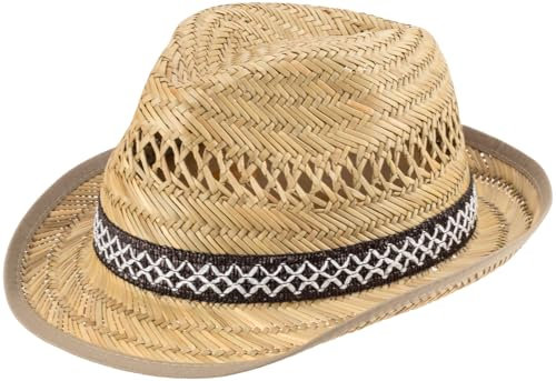 Farmer – Erntehelfer Strohhut für Damen & Herren | Leichter Trilby Sommerhut mit Belüftung & dekorativem Hutband | Atmungsaktiv für Garten, Freizeit & Urlaub (DE/NL/SE/PL, Alphanumerisch, L, Natur)