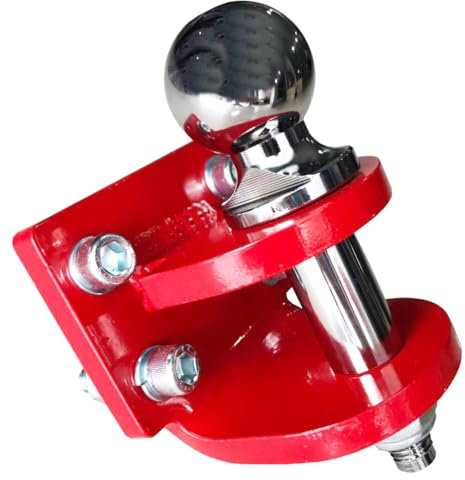 Crochet attelage Mixte 4 Trous,Attelage Remorque,Chape D’attelage Boule diam 50mm,avec visserie,3.5t (Red)