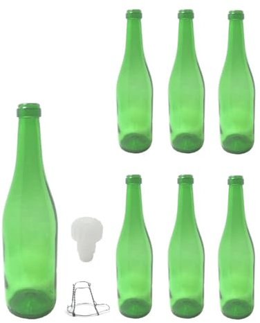 Lot de 20 bouteilles en verre vert 75 cl avec bouchon et cage pour vin et boissons