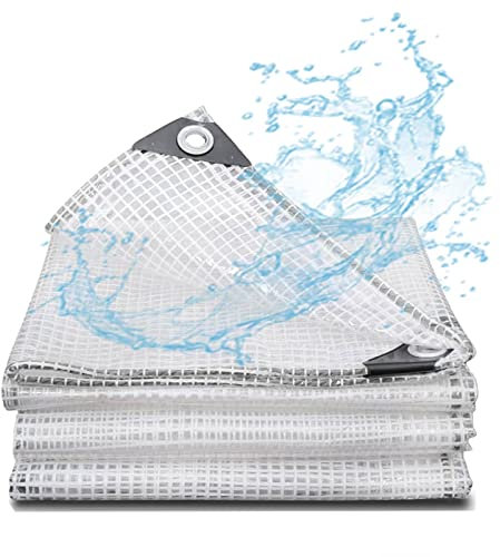 1.8M x 3M/6FT x 10FT Heavy Duty Reinforced Mesh Clear Waterproof Tarpaulin Cover Mono Sheet Clear