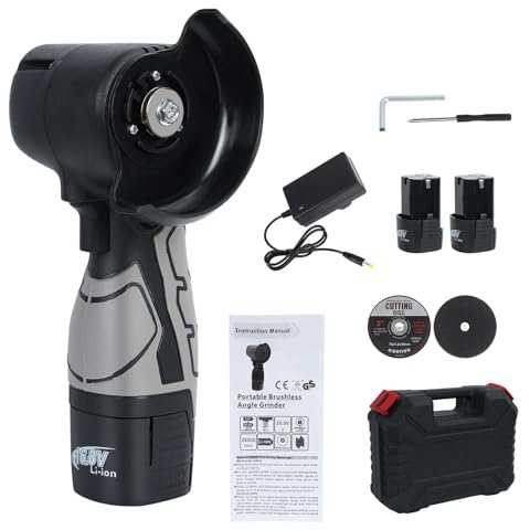 Cordless Angle Tool 16.8V 550W with 2 Batteries and Charger – Mini Electric Cutter for Metal, Tile, Concrete – Compact Handheld Polisher with Case for Sanding and Cutting Tasks