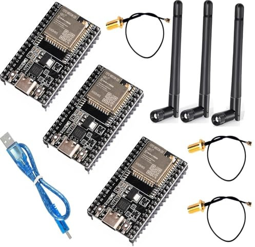 SP-Cow ESP32-DevKitC core Board Type C ESP32 Development Board ESP32-WROOM-32U for Arduino with Antenna and Cabel (3pcs)
