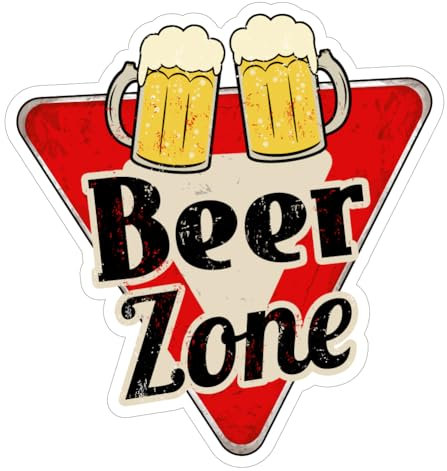 Beer Zone Aufkleber – Lustiger Wandaufkleber für Zuhause, Bars, Küchen, Männerhöhle, Garagen oder Partys – wasserdichtes Vinyl – 310 x 330 mm
