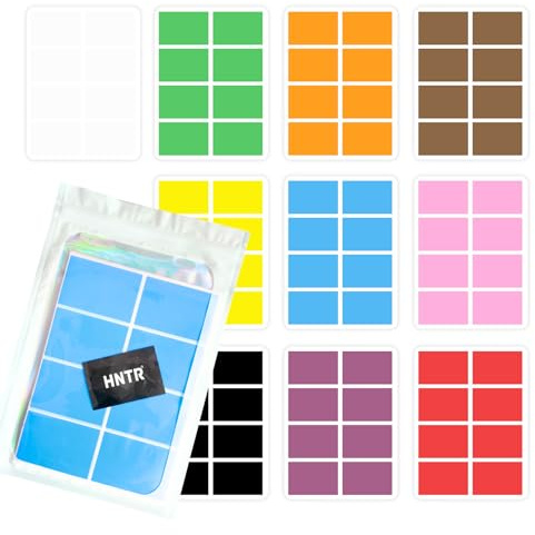HNTR® Adhesive Labels Stickers | 160 Coloured Stickers 60×40mm in 10 Colours | Coloured Sticky Labels for Storage Boxes, Moving Boxes and Organisation