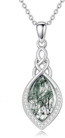 enjoylifecreative Keltischer Knoten Halskette für Damen 925 Sterling Silber Unendlichkeitszeichen Geburtsstein Anhänger Kette Keltischer Schmuck Geschenk für Frauen Mädchen