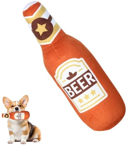 Hundespielzeug Quietschendes,Weiches Bierflaschen Plüsch,Quietschend Hundespielzeug Bierflasche,Plüschspielzeug,Hundekauspielzeug,Hund Spielzeug,Hunde Kuscheltier,Knabberspielzeug,Dog Toy für Orange