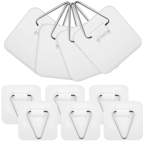 Veemoon 10pcs White Self-Adhesive Wall Plate Hangers Large Square Sticky Hooks for Home Kitchen Display, Nail-Free Invisible Plate Holders for Wall Art and Picture Hanging
