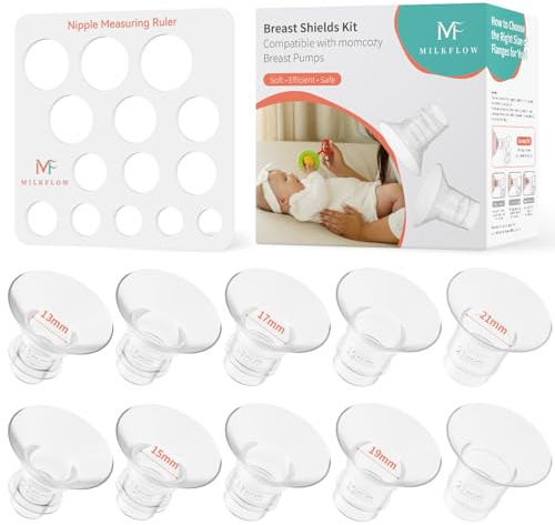 10uds Insertos de Brida 13/15/17/19/21mm con Regla de Medición de Pezón,Compatibles con Sacaleches 24mm Momcozy M5/S9 Pro/S12 Pro,Medela,KISSBOBO K5/K6,Sin BPA