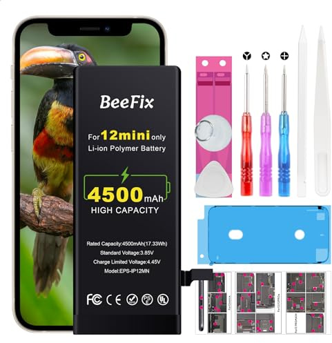 Batteria per iPhone 12 Mini: Batteria Li-Ion 4500mAh alta capacità per iPhone 12 Mini con strumenti riparazione professionali Compatibile con modelli A2399 A2400 A2398