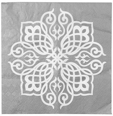 20 Serviettes en Papier Mariage Oriental Argent 33 x 33 cm