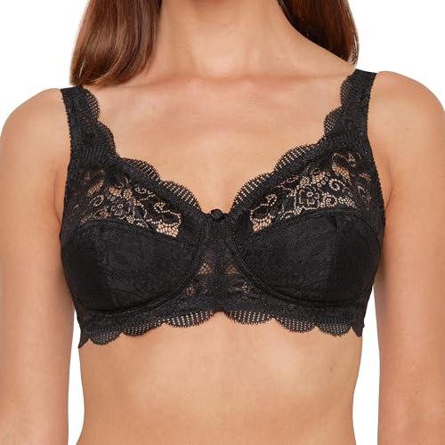 Susa Reggiseno Donna Senza Ferretto in Pizzo Elasticizzato Latina, Oscurante, Nero (Schwarz 004), 6C