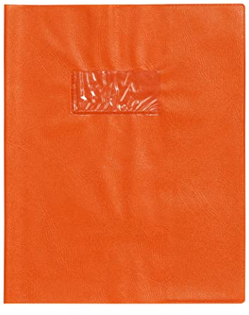 Calligraphe 72008C - Heftumschlag / Heftschoner / Hefthülle Calligraphe mit Feinkörnung und Lederoptik, 17x22 cm, Etikettenhalter, aus PVC blickdicht und strapazierfähig, Orange, 1 Stück
