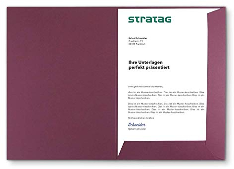 Präsentationsmappe A4 in Bordeaux (20 Stück) - sehr stabiler 375 g/m² Premium-Karton - direkt vom Hersteller STRATAG - Dokumentenmappe Mappe A4 Angebotsmappe Pappmappe Projektmappe