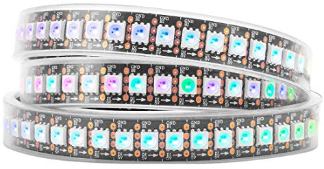 BTF-LIGHTING WS2813 (aktualisiert WS2812B) 5m 150 individuell digital adressierbare Pixel RGB-Dual-Signal-LED Flexibles Lichtband 5050 SMD IP67 wasserdicht Magic Dream Color DC5V Schwarz PCB