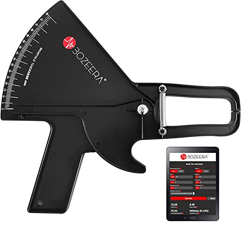 [KÖRPERFETTMESSGERÄT PRO] – Caliper Körperfettzange Professionell – inklusive GRATIS Software, Video-Anleitung und deutschem Benutzerhandbuch –BOZEERA© - zur Messung des Körperfettanteils - Premium