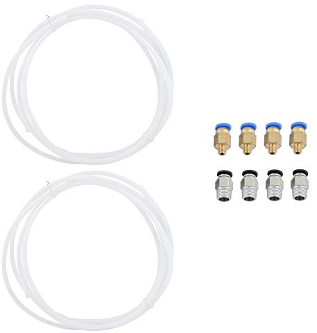 2 Stück PTFE-Teflonschlauch & 4 Stück PC4-M10 gerade pneumatische Anschlüsse Push to Connect & 4 Stück PC4-M6 Schnellmontage & für 1,75 mm PLA ABS 3D-Drucker