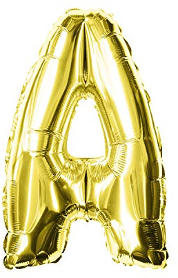 Oblique Unique® Folien Luftballon alle Buchstaben Alphabet ABC Herz Stern in Gold für Geburtstag Jubiläum goldene Hochzeit JGA Party Deko Folienballon - wählbar (Buchstabe A)