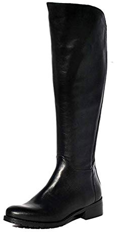 Hubs Anna Calzature Stivale Boot Stivaletto Cavaliere Nero in Vera Pelle con Doppio Elastico Artigianale (36 EU)