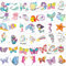 HOWAF Tatouage Enfant, 80 Feuilles Éphémères Fille, Paillettes, Étanche Mixte Sirène Licorne Papillon, Kit Pinata Cadeaux Anniversaire