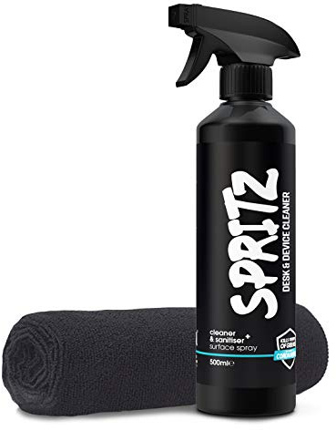 Spritz Schreibtisch- und Gerätedesinfektionsmittel tötet 99,99 % aller Keime 500 ml – inklusive Premium-Mikrofasertuch