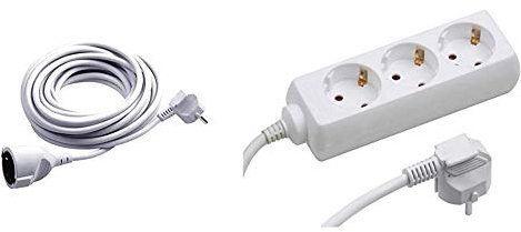 Meister Schutzkontakt-Verlängerung - 10 m Kabel - weiß - Kunststoffleitung - IP20 Innenbereich & Steckdosenleiste 3-Fach - 1,4 m Kabel - weiß - Kunststoffleitung - IP20 Innenbereich/Tido 3-Fach