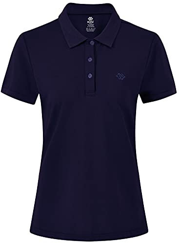 AjezMax Polo Donna Manica Corta Poloshirt Golf Camicia Lavoro Sportiva Estate Top Blu Gioiello XXL