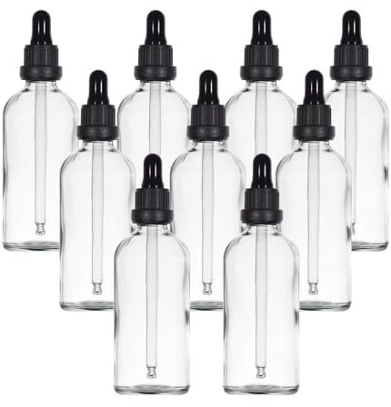 YIZHAO Flacon Compte Gouttes 100ml, Transparent Flacon Huile Essentielle Vide avec Pipette Verre, pour Huile Essentielle, Aromathérapie, Laboratoire, Massage, Cosmétique, Voyage - 9 Pcs