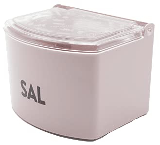 CABLEPELADO - Salero plastico con tapa - recipiente sal - Fabricado en Plástico - Tamaño Cocina - se puede colgar - Rosa Claro
