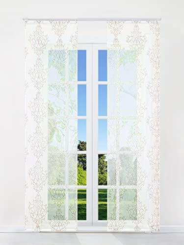 CORLIF 2er Schiebegardinen Ausbrenner Modern Flächenvorhänge mit Klettband Transparente Fensterstores Dekoschals inkl. Beschwerungsstäben Sand BxH 57x175cm 2 Stück
