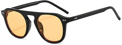 RCJOLLZ Gafas de Sol Redondas clásicas para Hombre, Gafas de Color gelatina, Gafas de Sol para Mujer, Estilo Punk, para Exteriores, Negras, Amarillas, UV400 2022