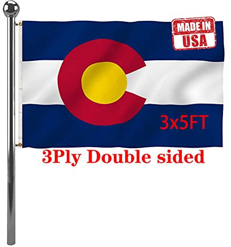 Jayus Doppelseitige Colorado-Satesflaggen, 7,6 x 12,7 cm, lebendige Farben, 3-lagig, CO Colorado-Flaggen, Banner, strapazierfähig, 100 % Polyester mit 2 Messingösen