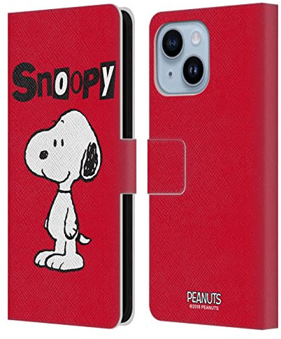Head Case Designs Licenciado Oficialmente Peanuts Snoopy Personajes Carcasa de Cuero Tipo Libro Compatible con Apple iPhone 14 Plus