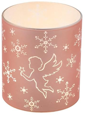 Miss Lovely Windlicht LED LED-Glas Engel mit Sternen in rosé-gold blush pastell rosa Deko-Figur Weihnachts-Deko beleuchtet Advent Winter Weihnachten Lichterkette leuchtende Weihnachts-Dekoration
