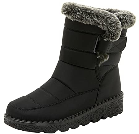 Kobilee Scarponi da Neve Donna Antiscivolo Caldo Scarpe Stivali da Neve Trekking Impermeabili Snow Boots Stivaletti Invernali Foderato All'Aperto Imbottiti Scarponi Doposci Inverno Comode