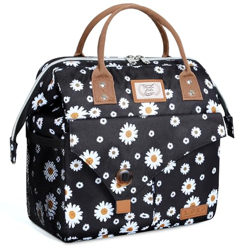 Lekesky 10L Insulated Lunch Bag for Women for Work Lunch Tote,Daisy Pattern